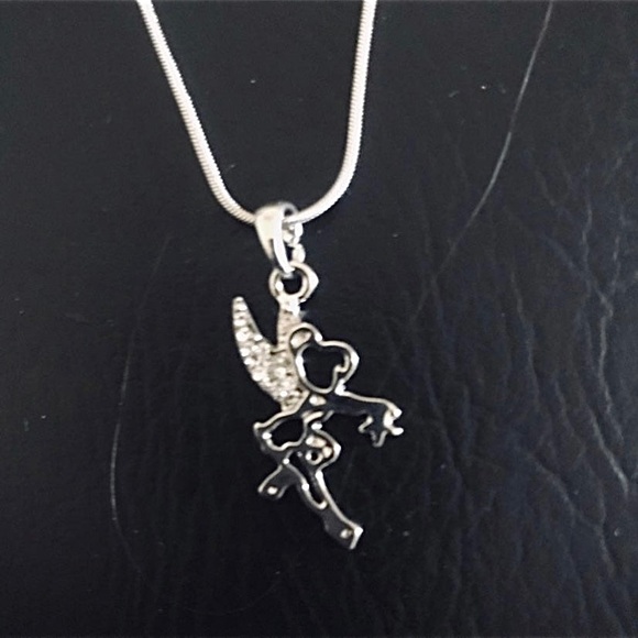 💗 Tinker bell Crystal Silver Necklace 16” NEW - Picture 3 of 3